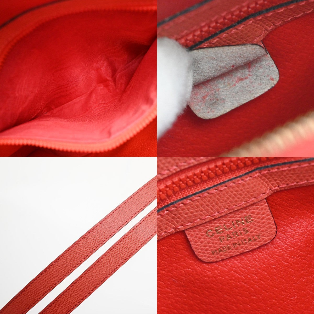 CELINE Logo 2way Shoulder Hand Bag Leather Orange Italy 84EG349