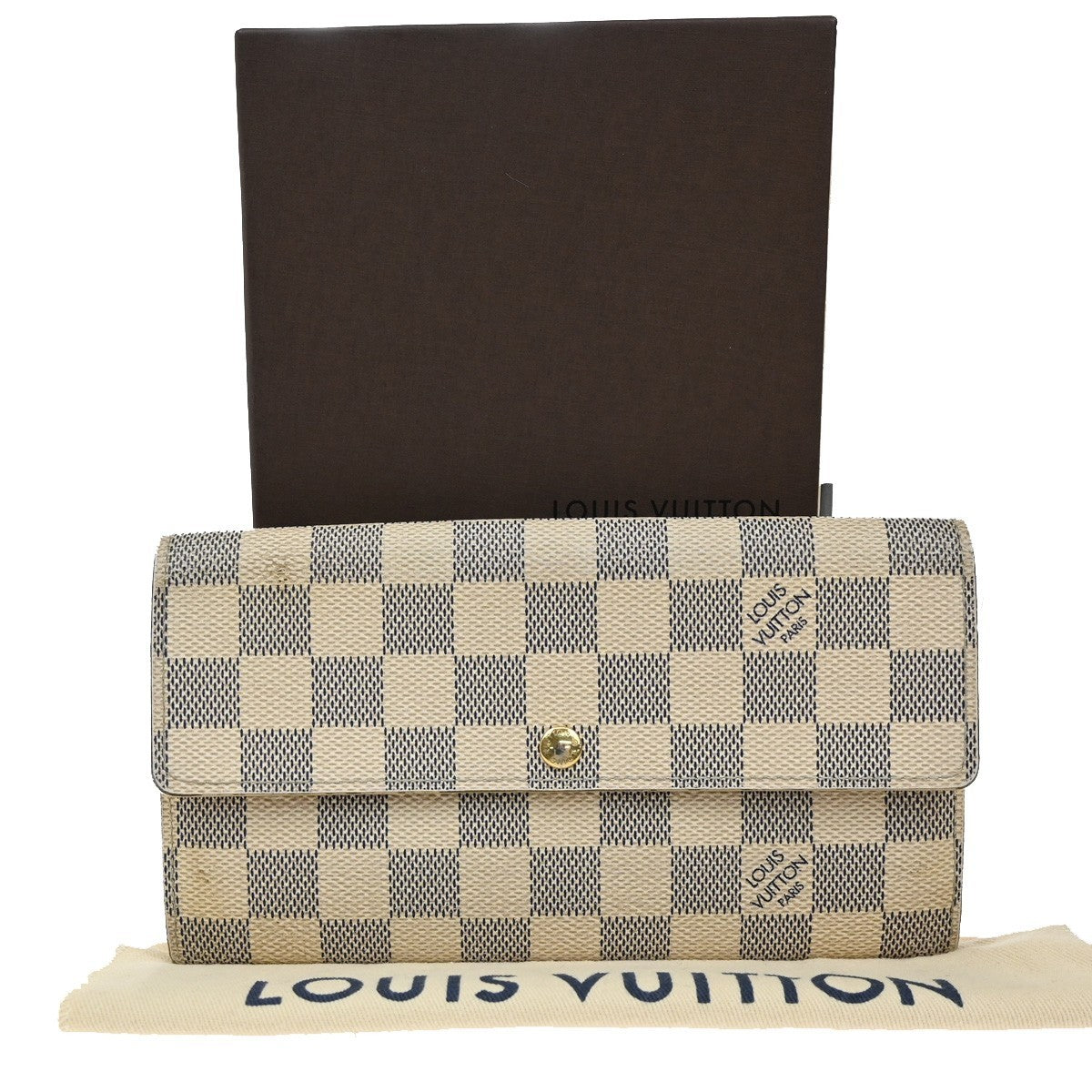 LOUIS VUITTON Portefeuille Sarah Long Wallet Damier Azur White N61735 05KB398