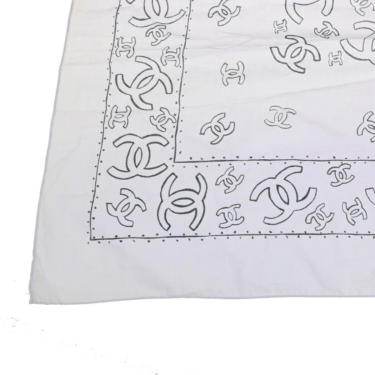 CHANEL CC Logo XL JUMBO Scarf Handkerchief 100% Cotton Purple Accessory 60EC969
