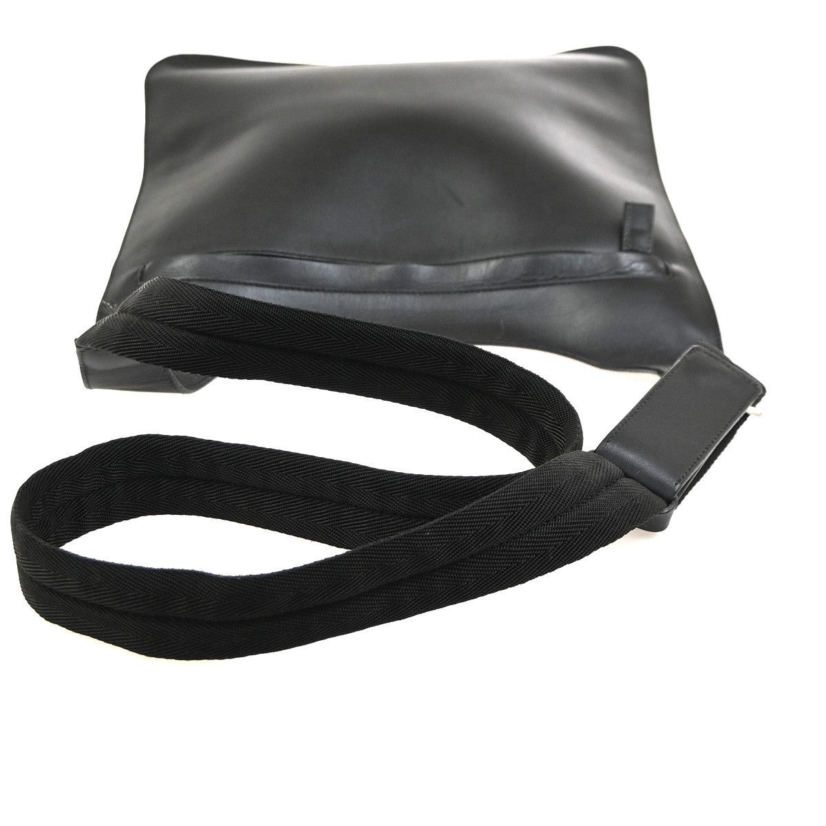 PRADA MILANO Logo Shoulder Hand Bag Leather Canvas Black SHW Italy 87CA970