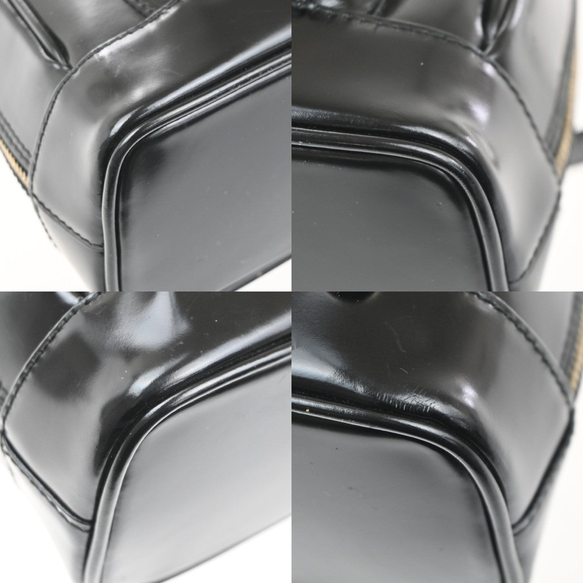 GUCCI Logo Bamboo One Shoulder Body Bag Patent Leather Black GHW Italy 07KC479