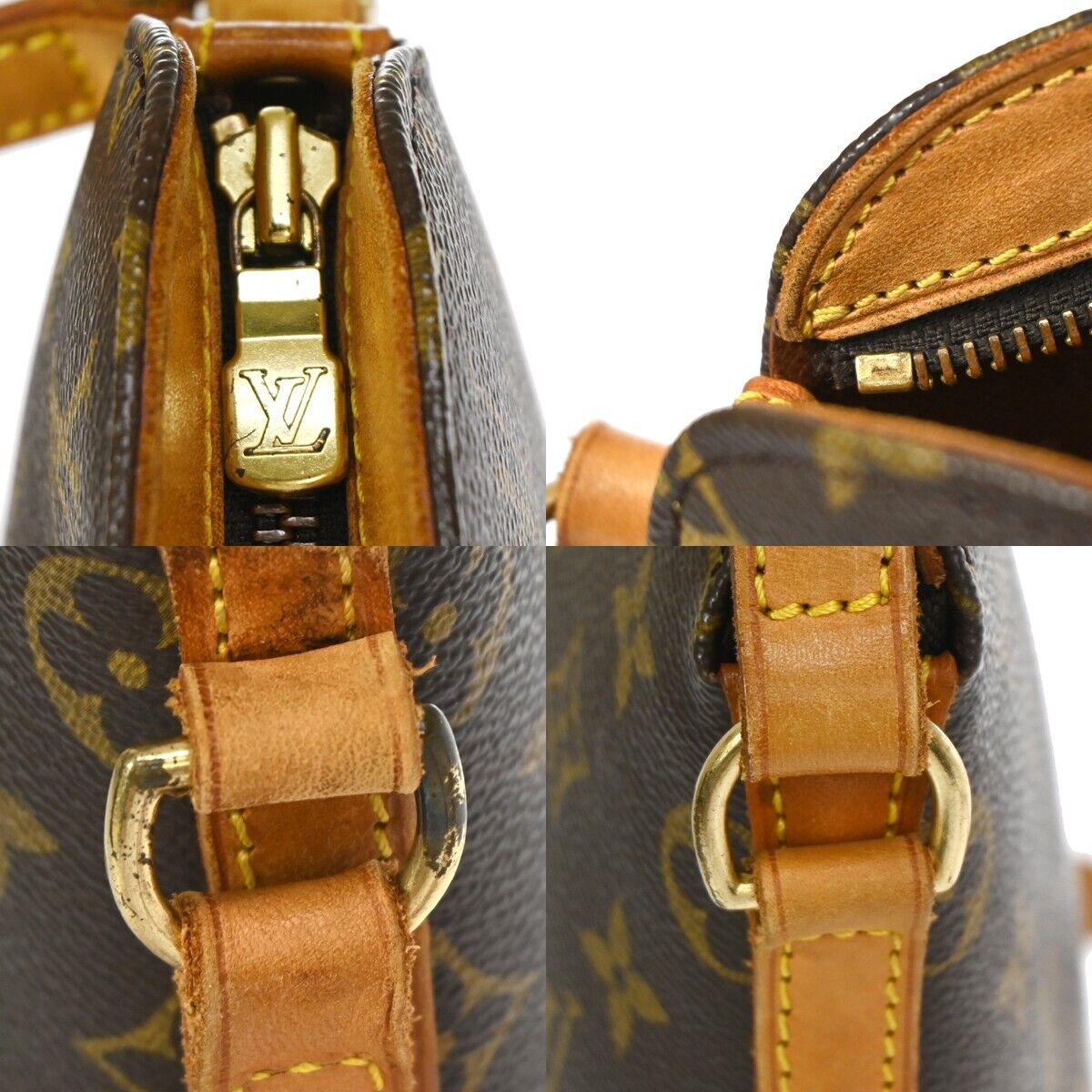 LOUIS VUITTON Logo Drouot Shoulder Bag Monogram Leather Brown M51290 99EA150