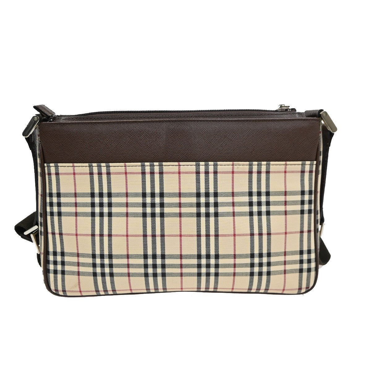 BURBERRY Logo Nova Check Shoulder Bag Canvas Leather Brown 31RF808