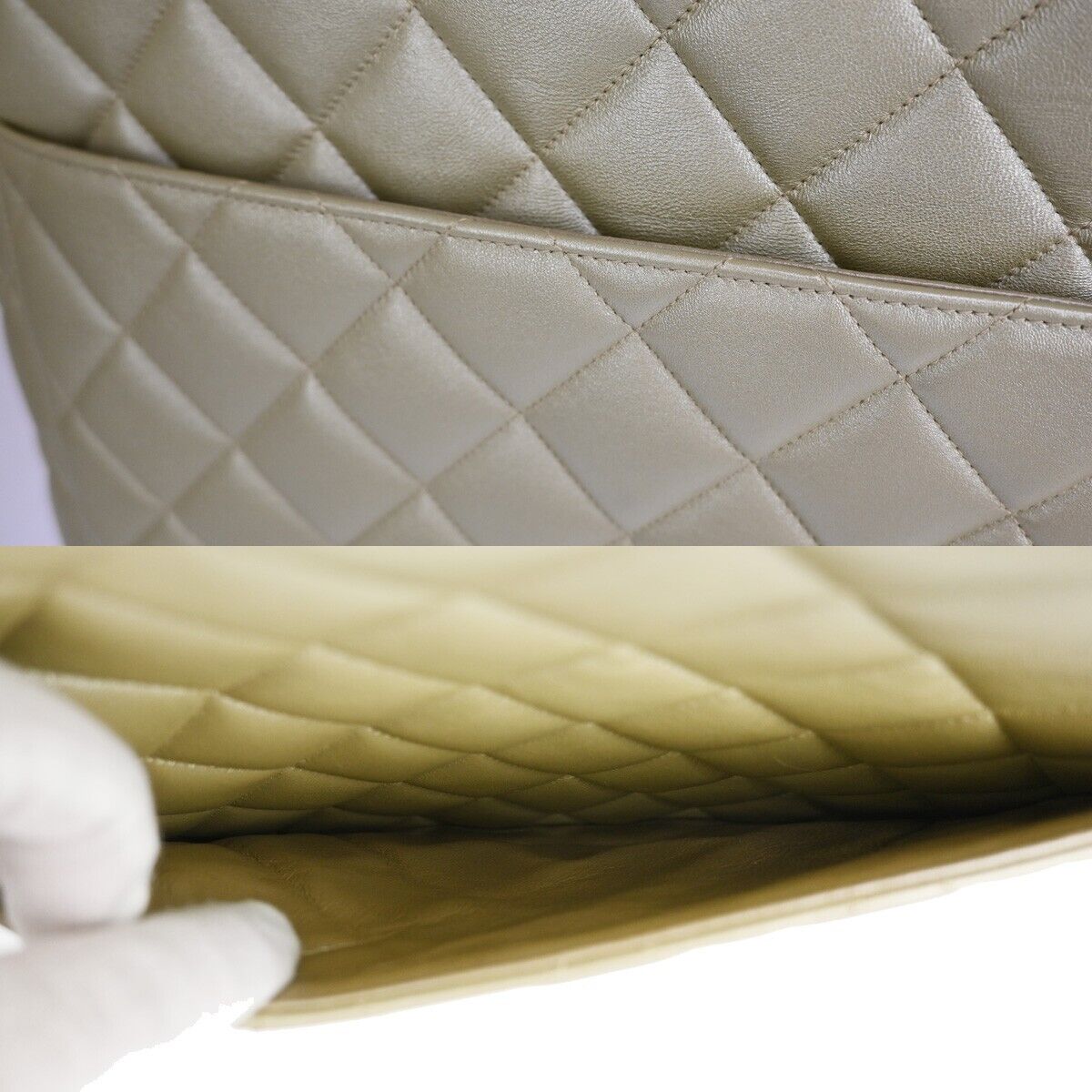 CHANEL CC Matelasse Shoulder Tote Bag Leather Light Gold GHW France 310LC398