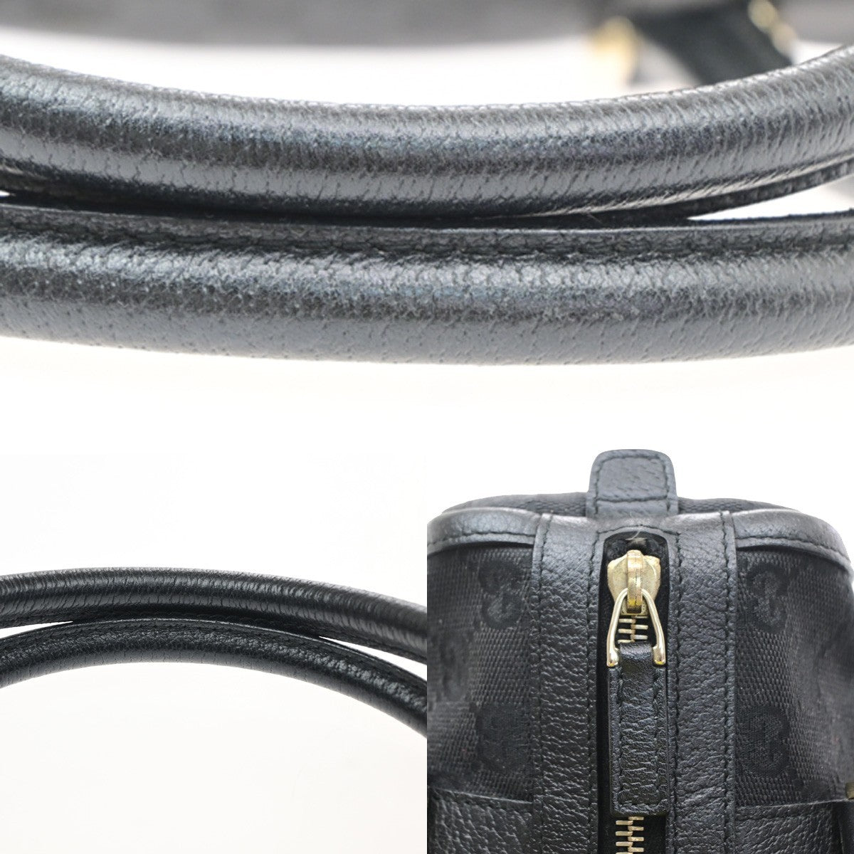 GUCCI Logo GG Pattern Abbey Shoulder Hand Bag Canvas Leather Black Italy 85SA159
