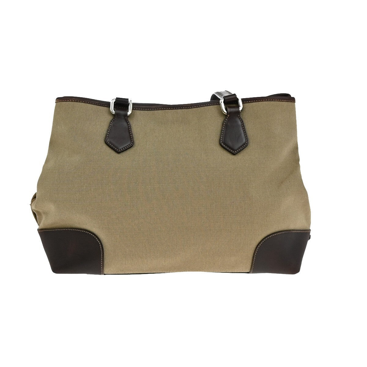 PRADA MILANO Logo Shoulder Bag Canvas Leather Brown Made in Italy 38EE166