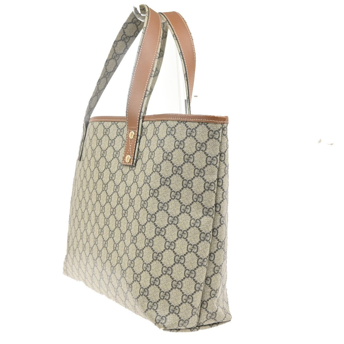 GUCCI Logo Sherry GG Pattern Hand Tote Bag PVC Leather Beige Italy 35KC867