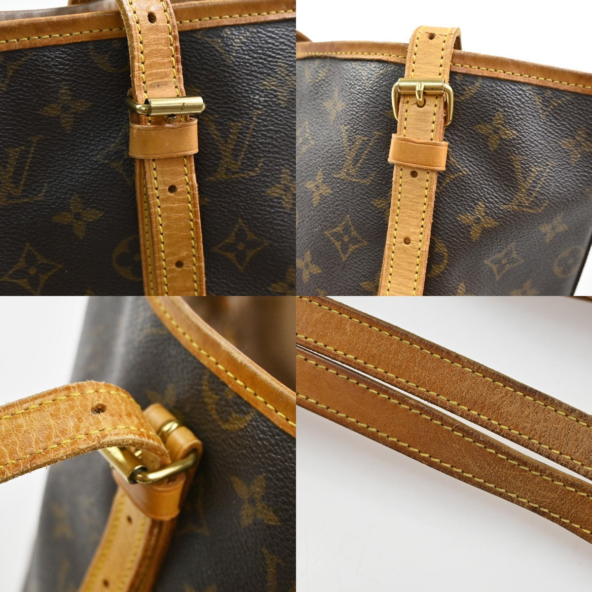 OUIS VUITTON BUCKET GM Shoulder Tote Bag Monogram Leather Brown M42236 65SA056
