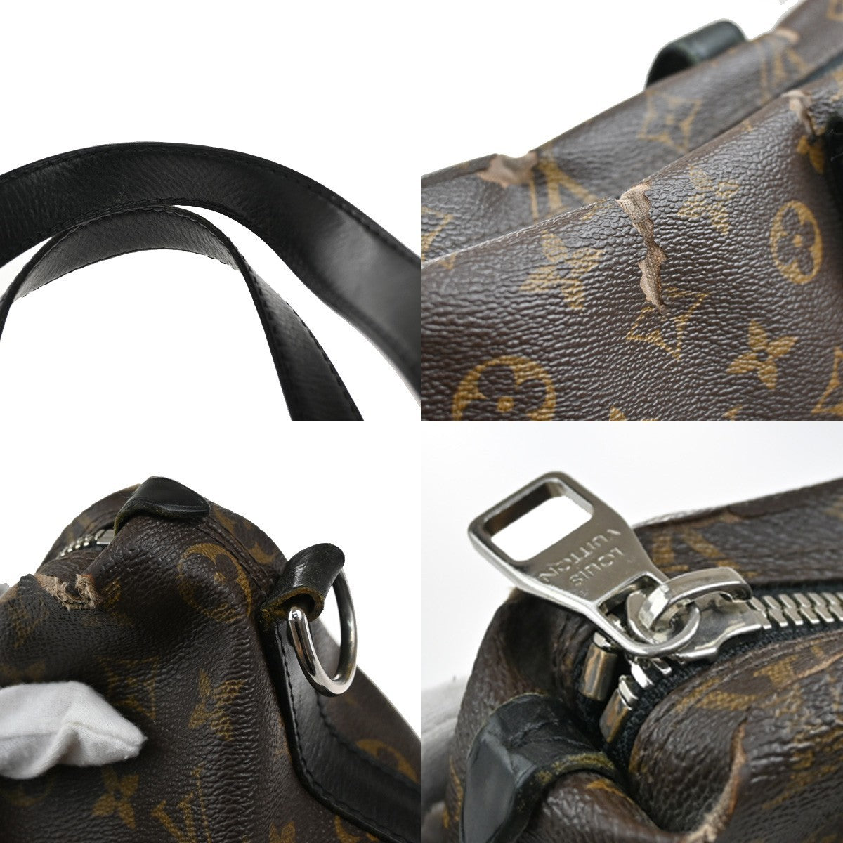 LOUIS VUITTON Kitan Hand Bag Monogram Macassar Leather Brown BK M40388 69KB449