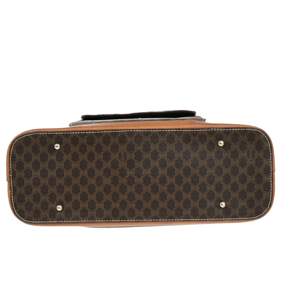 CELINE Logo Macadam Pattern Hand Bag PVC Leather Brown GHW Made in Italy 86ED033