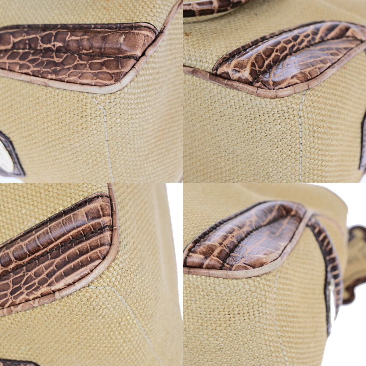 CELINE Logo Boogie Hand Bag Canvas Embossing Leather Charm Brown GHW 60YF122