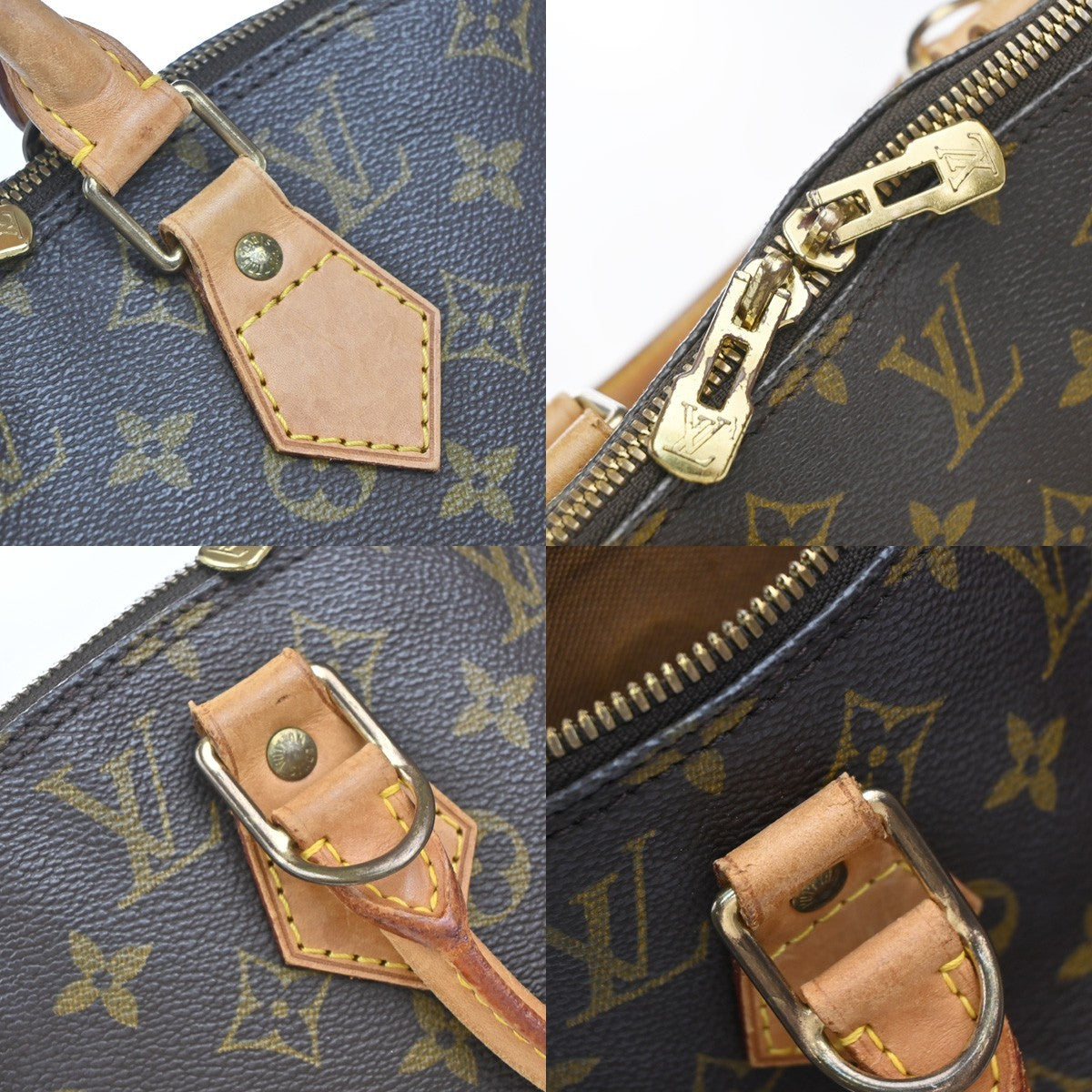 LOUIS VUITTON LV Logo Alma Hand Bag Monogram Leather Brown France M51130 82EG341