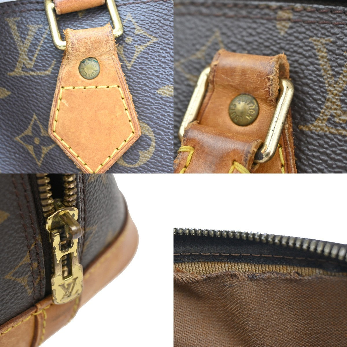 LOUIS VUITTON LV Logo Alma Hand Bag Monogram Leather Brown France M51130 64CA299