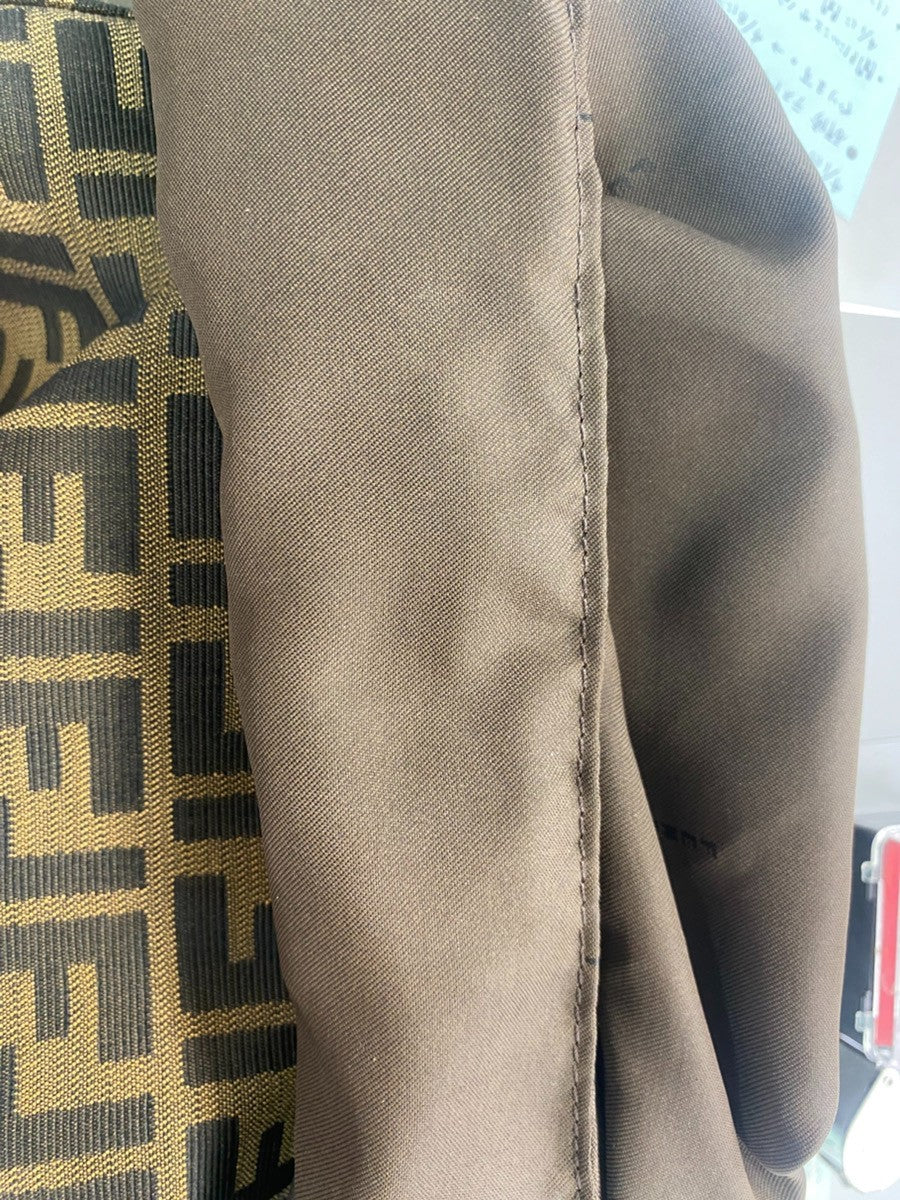 FENDI Zucca Mamma Baguette Shoulder Bag Canvas Leather Brown SHW Italy 95RL921