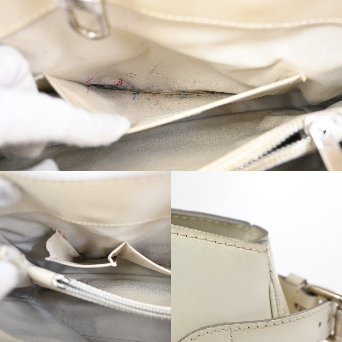 LOUIS VUITTON LV Logo Passy PM Hand Bag Epi Leather Ivoire France Ｍ5926J...
