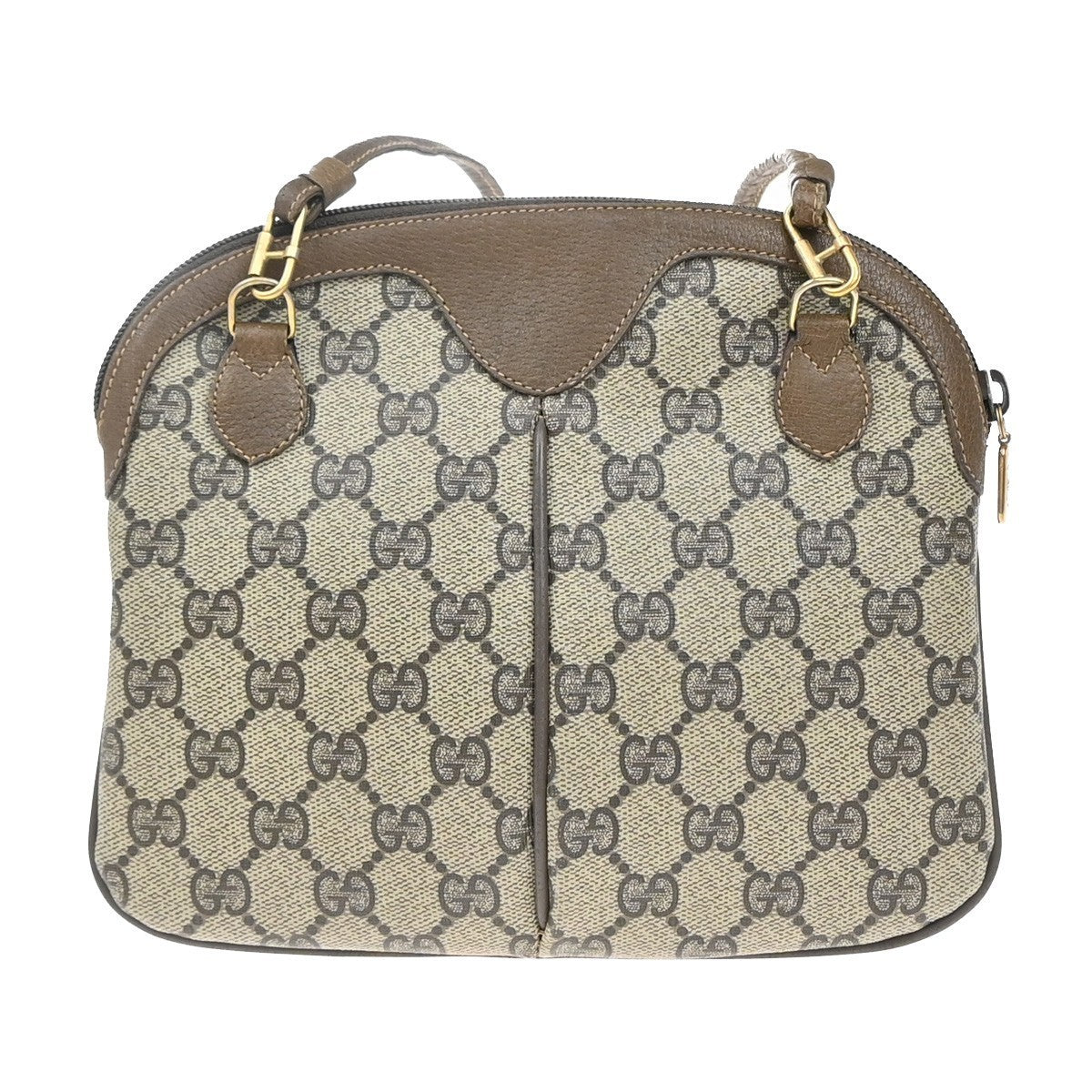 GUCCI Logo Sherry GG Pattern Shoulder Bag PVC Leather Brown Gold Italy 64KP015