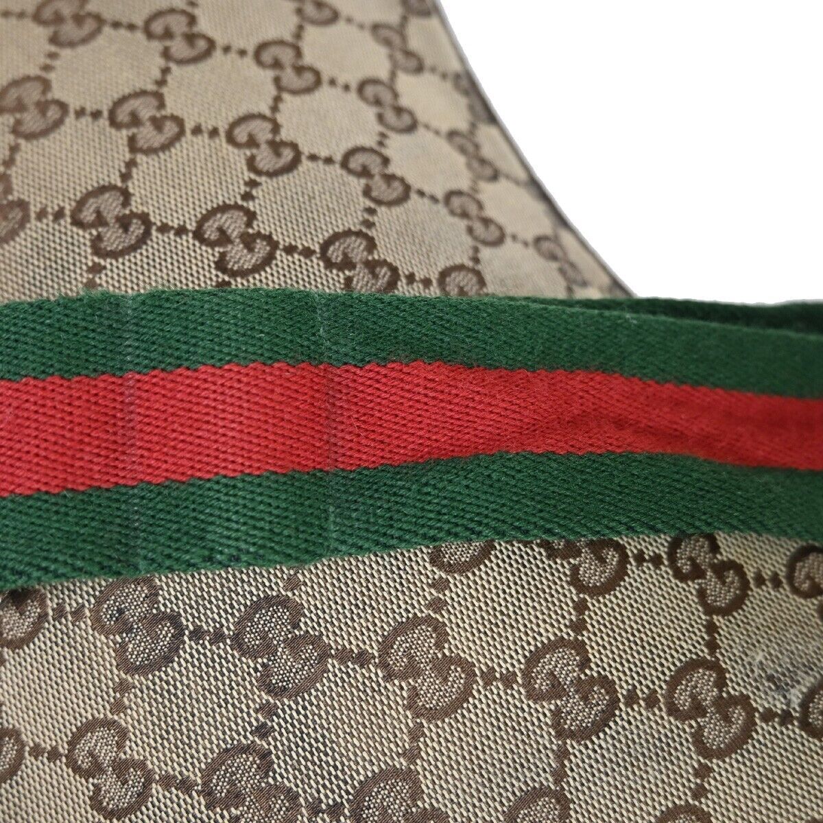 GUCCI GG Pattern Sherry Shoulder Bag Canvas Leather Brown Gold Italy 05YB696