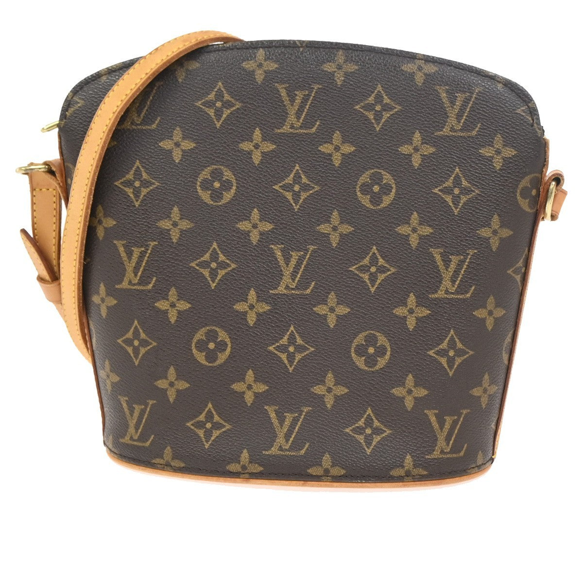 LOUIS VUITTON Logo Drouot Shoulder Bag Monogram Leather Brown M51290 74ZA349