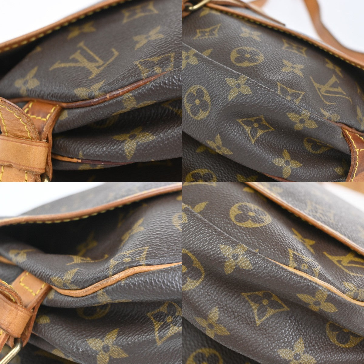 LOUIS VUITTON Logo Saumur 30 Shoulder Bag Monogram Leather Brown M42256 84CA912
