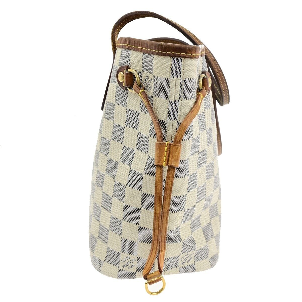 LOUIS VUITTON Neverfull PM Shoulder Tote Bag Damier Azur Leather N51110 87ED422