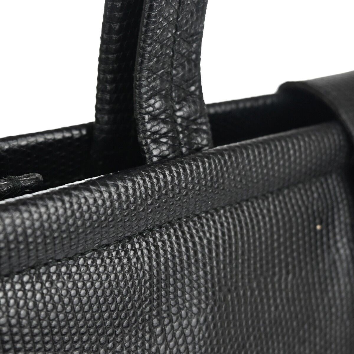 SALVATORE FERRAGAMO Vara Shoulder Tote Bag Embossing Leather Black Italy 02GA132