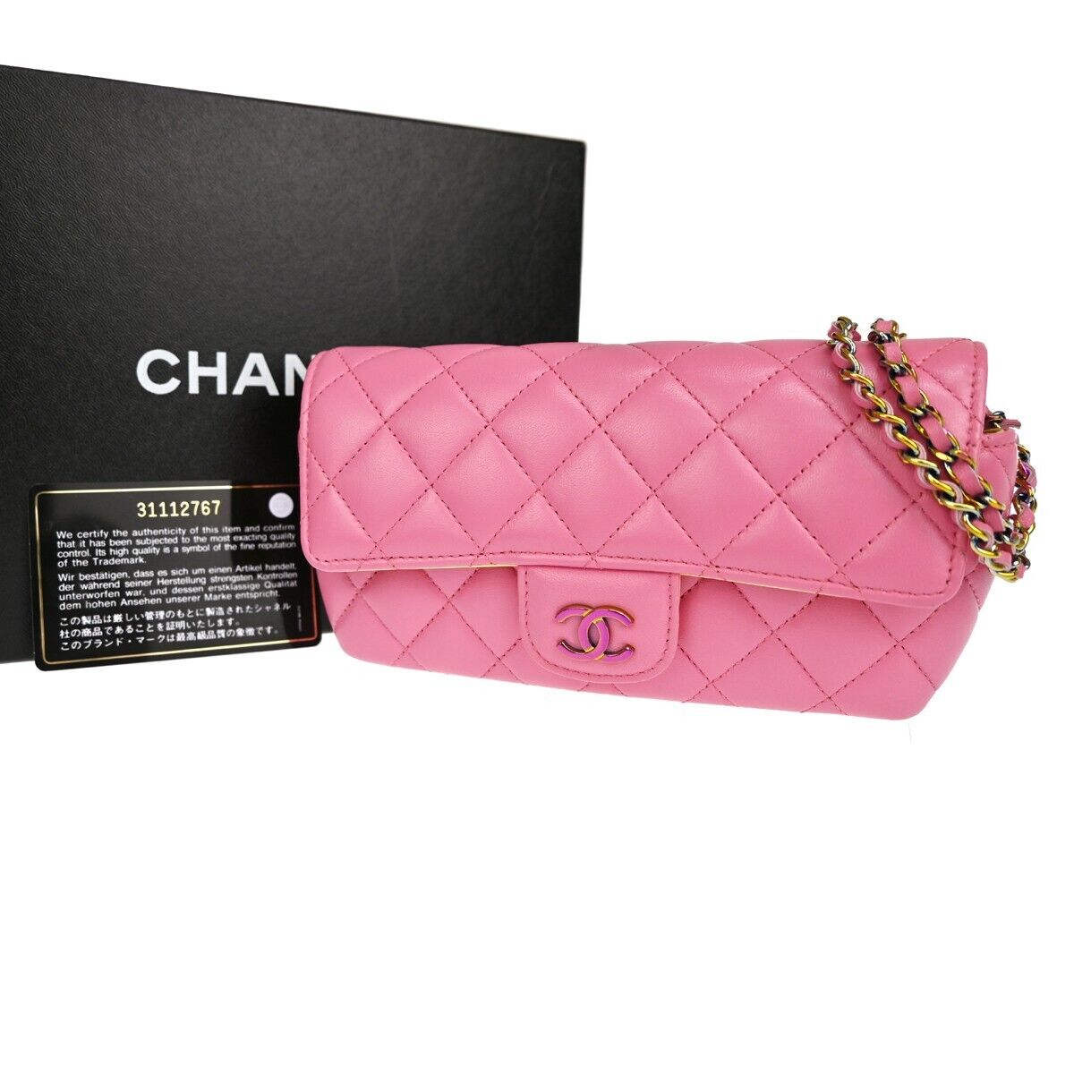 CHANEL CC Matelasse Chain Mini Shoulder Bag Sunglasses Case Leather PK 307RH968