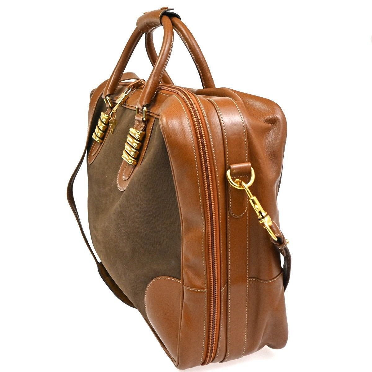 LOEWE LOGO Velazquez Travel 2Way Shoulder Hand bag Suede Leather Brown 31TA577