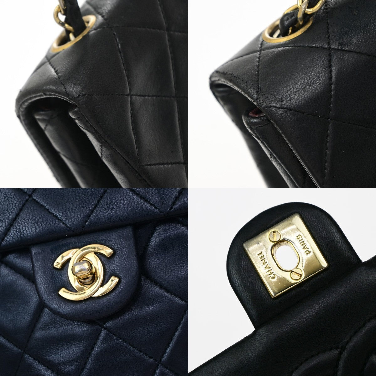 CHANEL CC Mini Matelasse Chain Shoulder Bag Leather Black GHW Vintage 399RP188