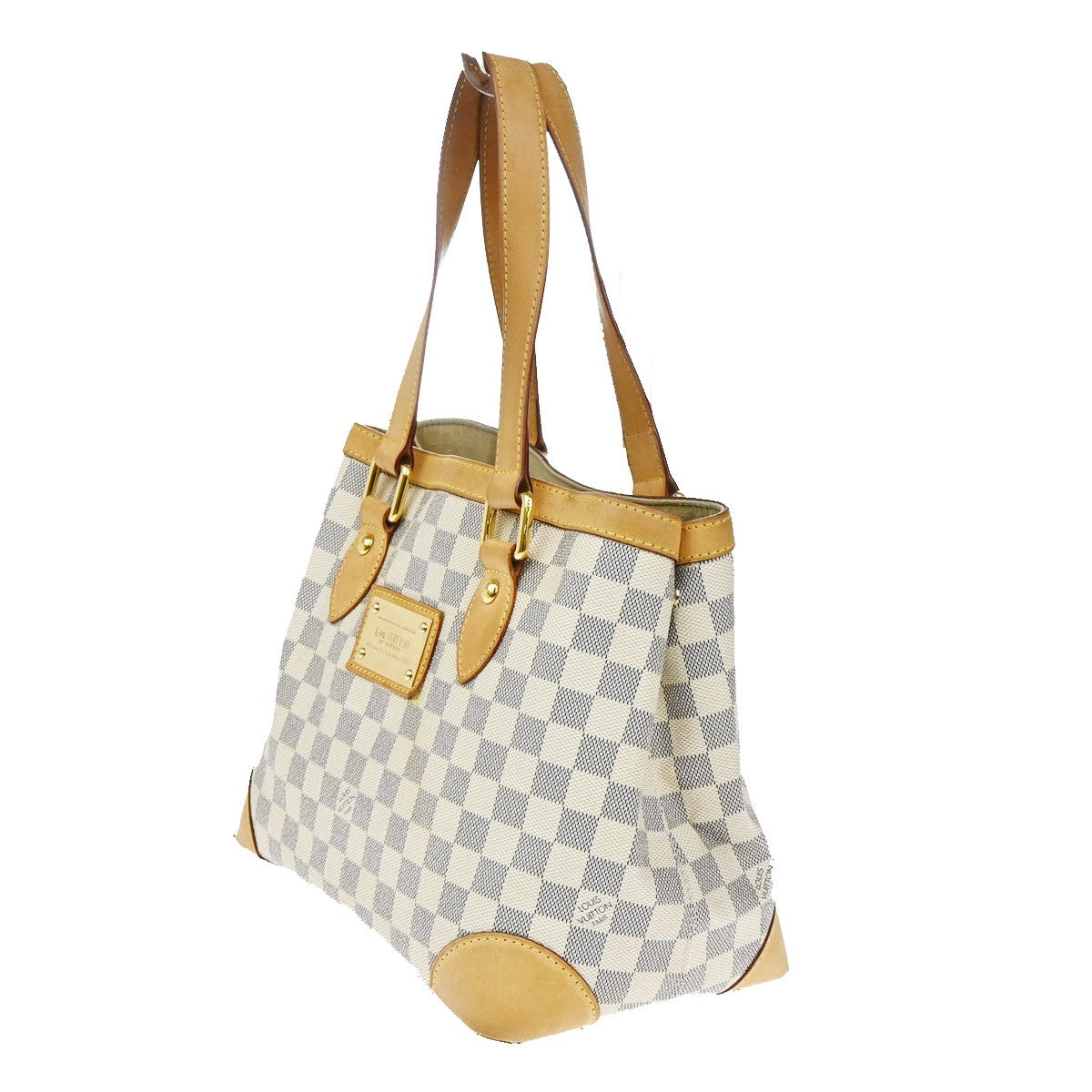 LOUIS VUITTON Hampstead PM Shoulder Bag Damier Azur Leather White N51207 32YH746