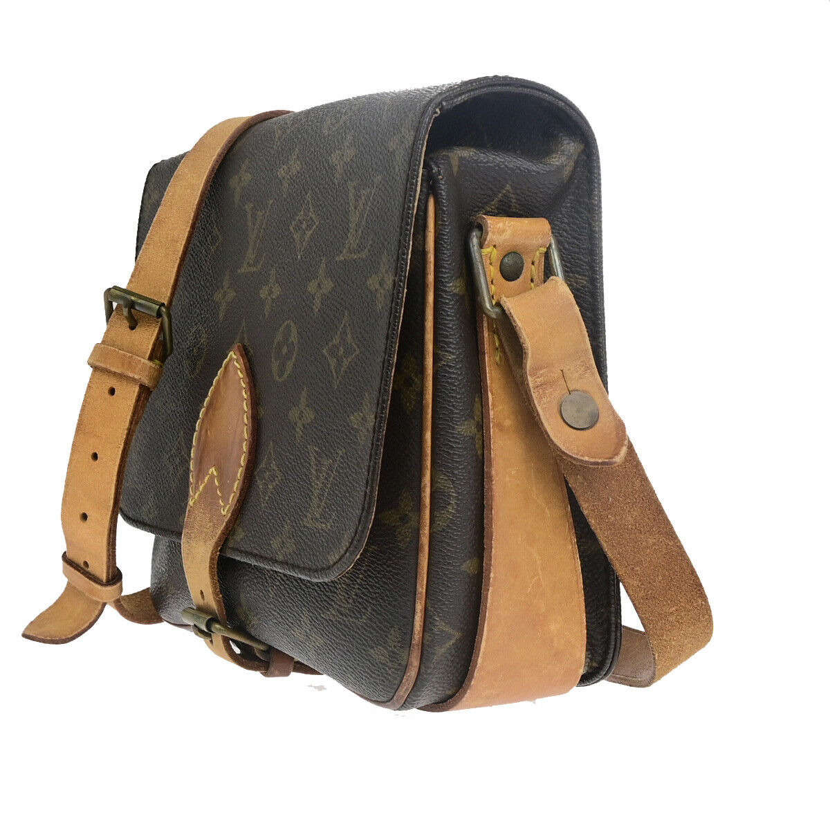 LOUIS VUITTON Cartouchiere MM Shoulder Bag Monogram Leather Brown M51253 35SJ051