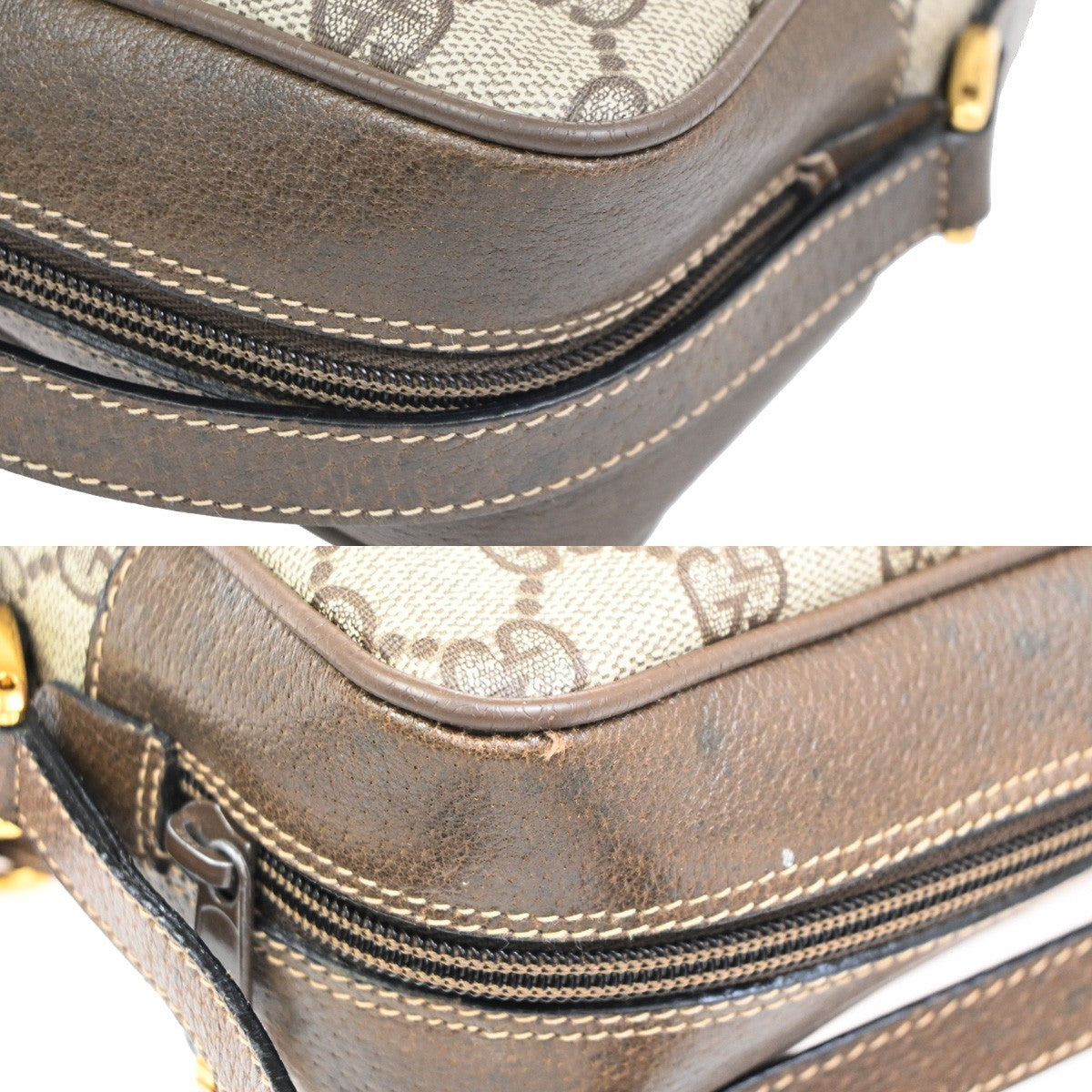 GUCCI Logo GG Pattern Sherry Shoulder Bag PVC Leather Brown Italy 32KC661