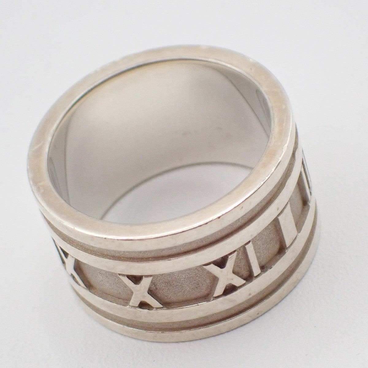 Tiffany & Co. Logo Roman Numerals Atlas Ring US Size 7.5 Silver Ag 925 09KP560
