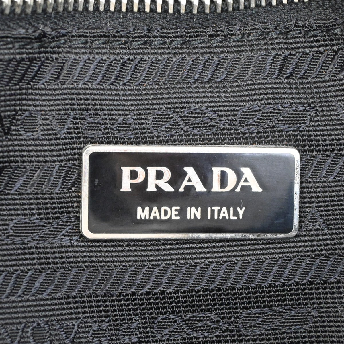 PRADA MILANO Logo Tessuto Shoulder Tote Bag Nylon Leather Black Silver 39EE170