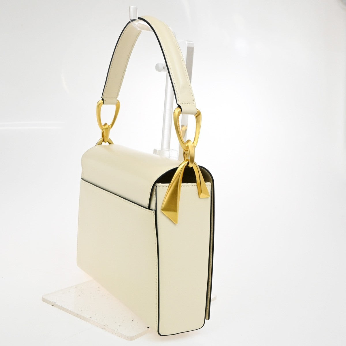 CELINE 2Way Hand Shoulder Crossbody Bag Leather White GHW Italy 31TA677