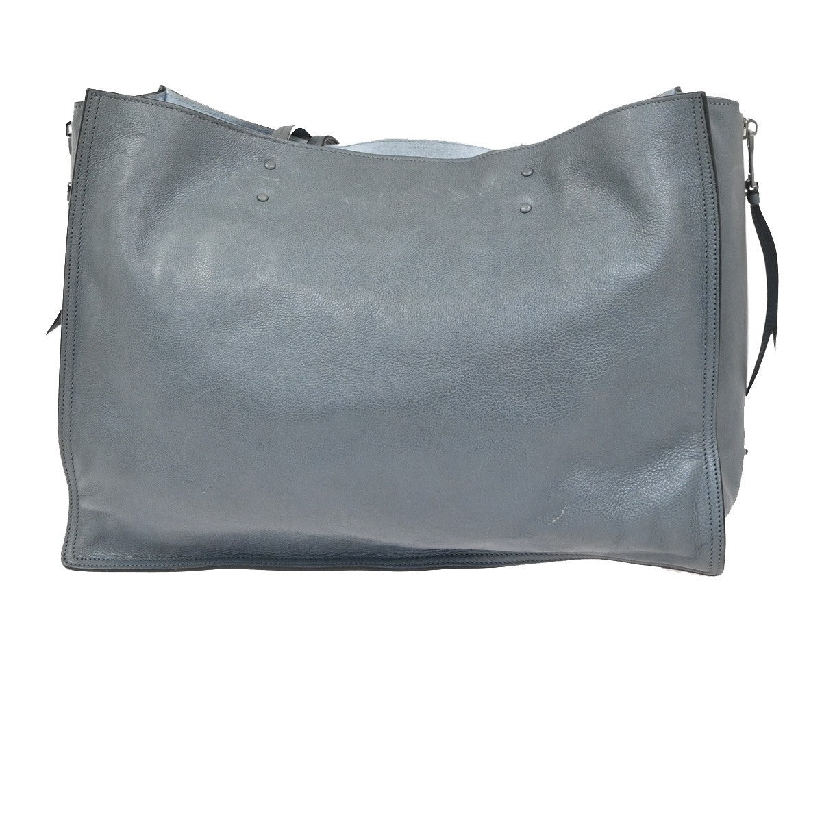 PRADA Logo Shoulder Tote Bag Glace Calf Leather Blue Marine SHW Italy 15KC780