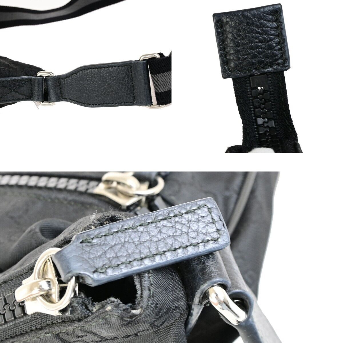 GUCCI GG Pattern Crossbody Shoulder Bag Canvas Leather Black Italy 31EC952