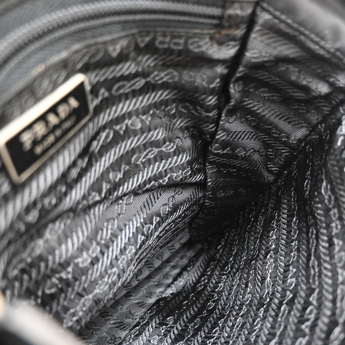 PRADA MILANO Tessuto Messenger Shoulder Bag Nylon Leather Black Silver 87KA852