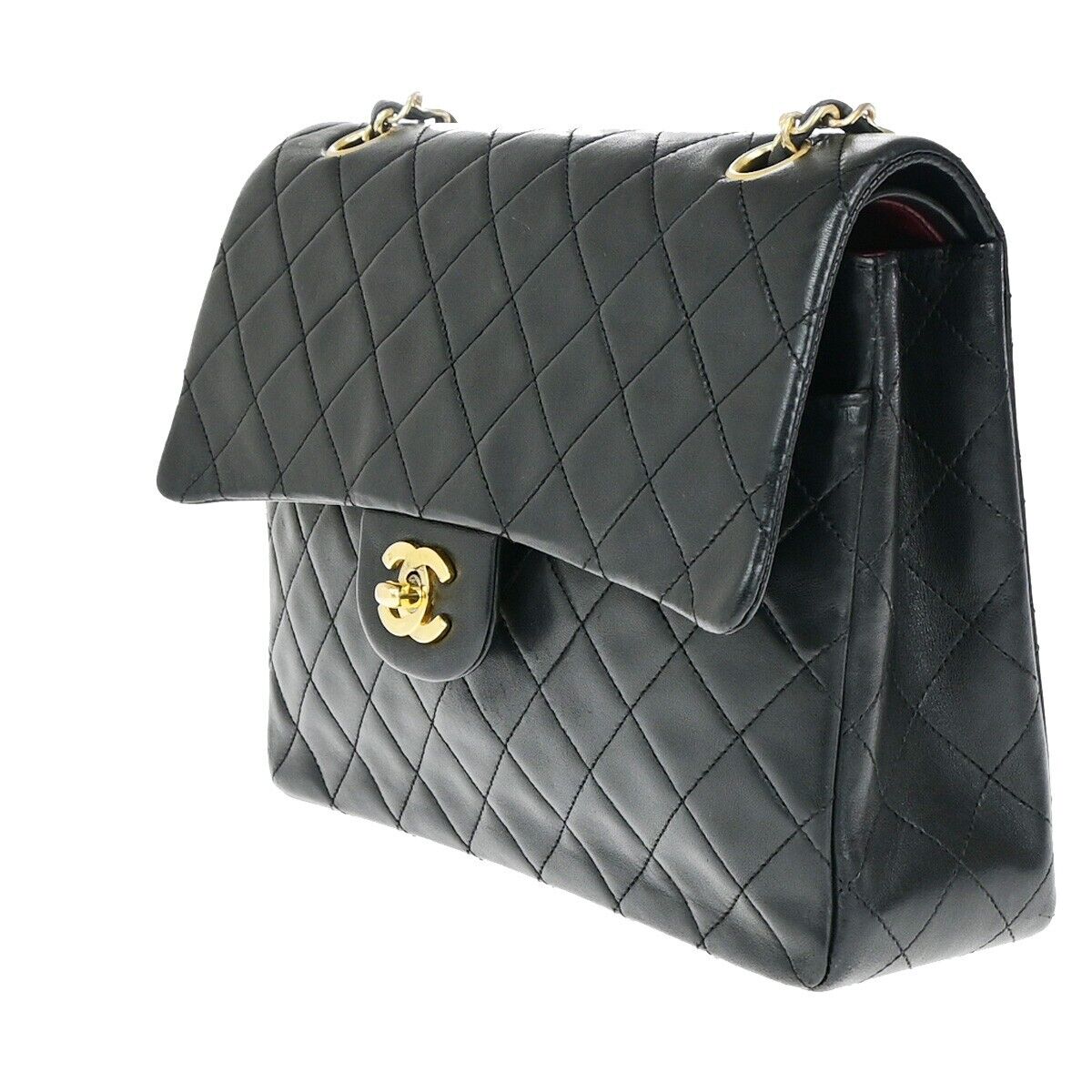 CHANEL Matelasse 25 Double Flap Chain Shoulder Bag Leather BK Vintage 344RK671