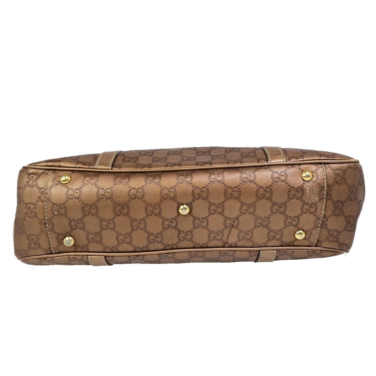 GUCCI GG Guccissima Shoulder Hand Tote Bag Embossing Leather Bronze 65EB943