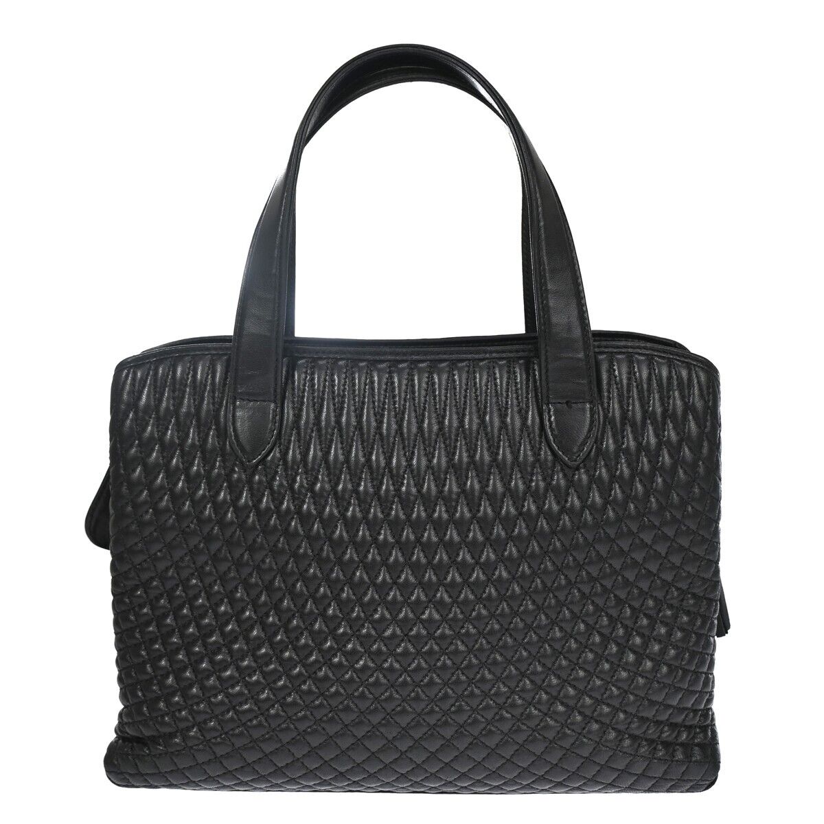 BALLY B Logo Fringe Tassel Shoulder Hand Bag Leather Black Gold-Plated 02EA083