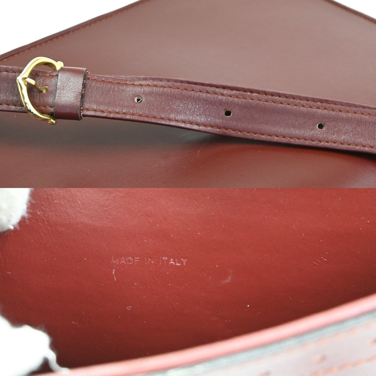 CARTIER Must Line Turn lock Shoulder Bag  Leather Burgundy Red Italy 65CA484