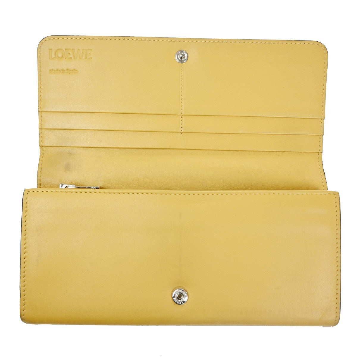 LOEWE Anagram LOGO Bifold Long Wallet Leather Yellow SHW Spain 01KD056