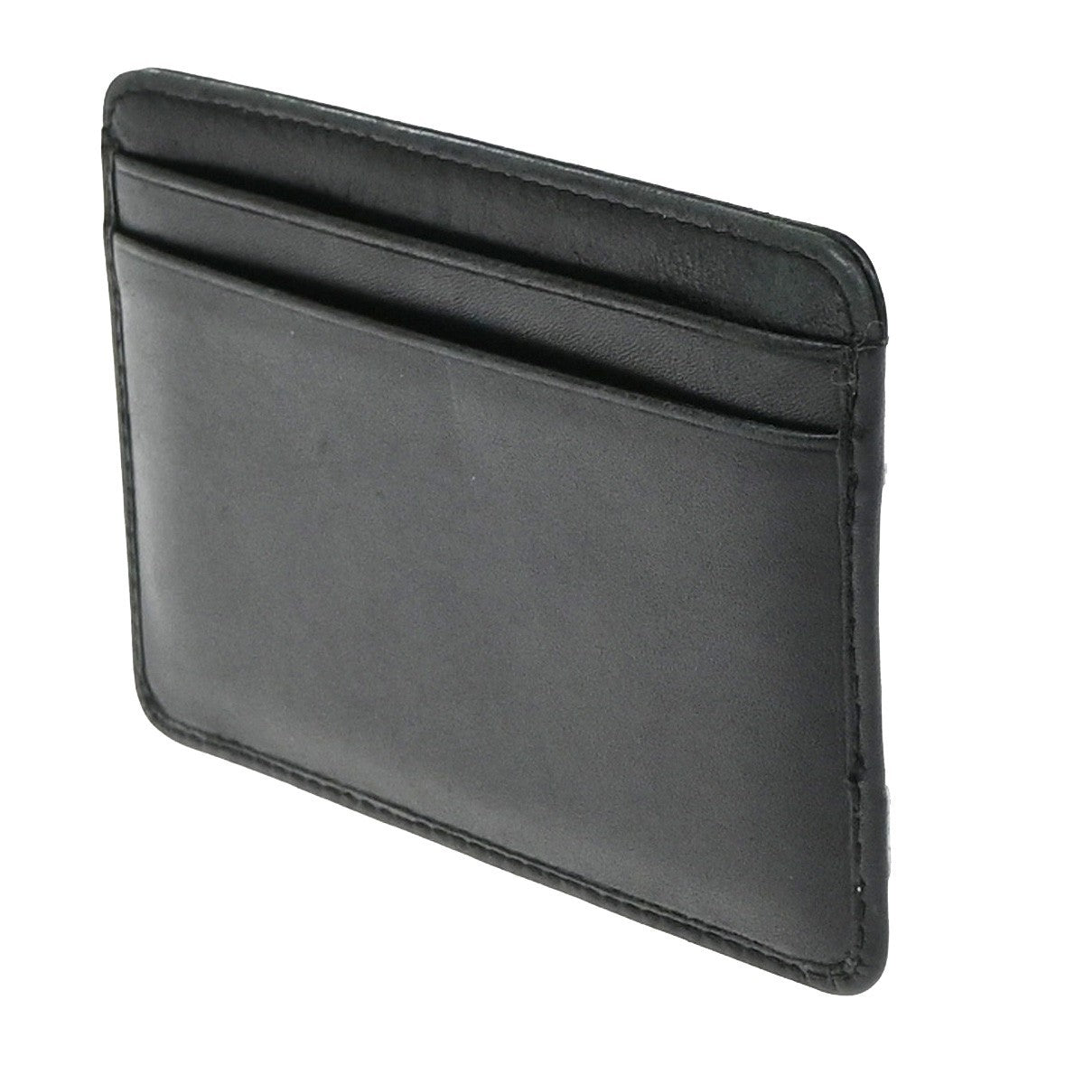 CHANEL CC Logo Cambon Card Case Wallet Leather Black White Italy 31CA987
