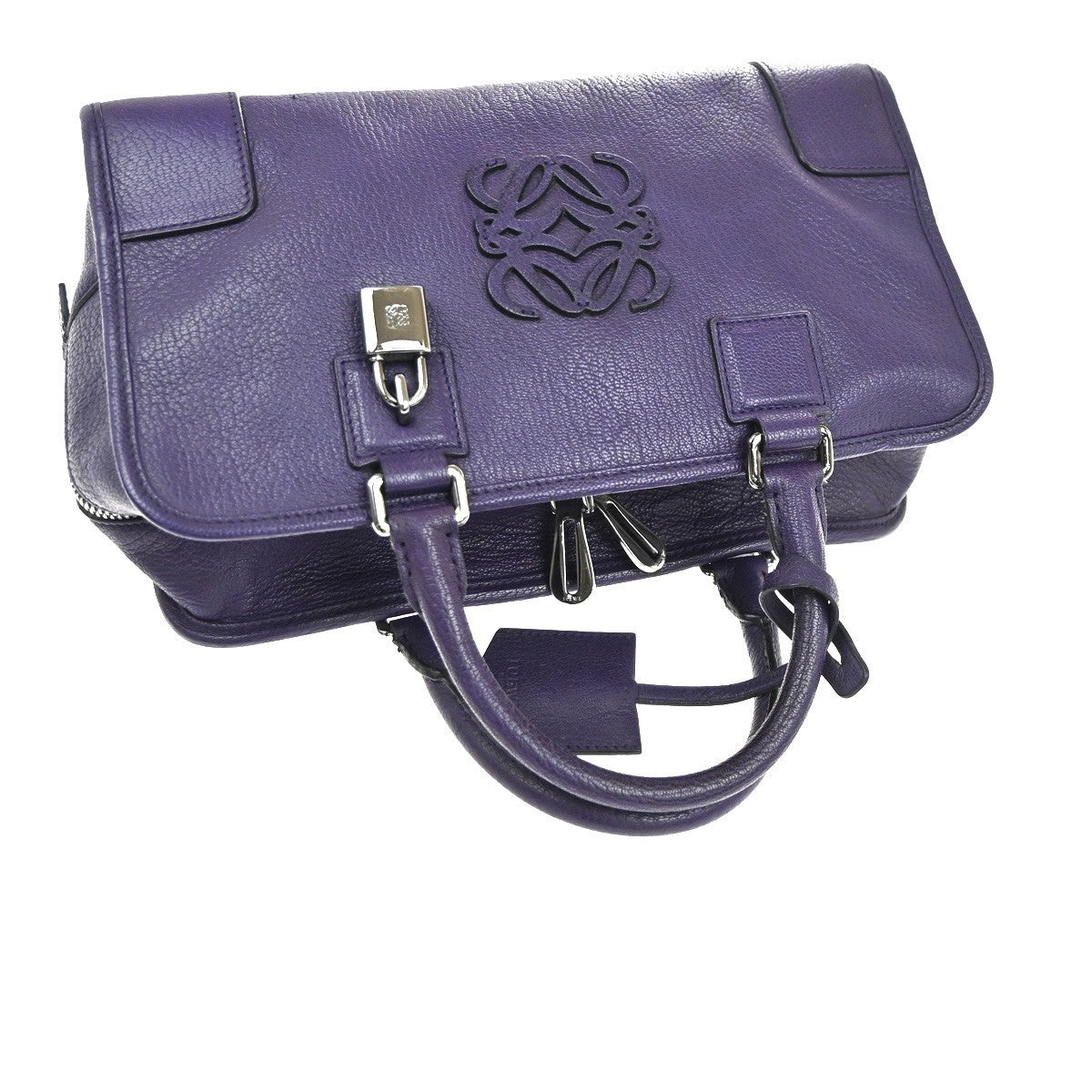 LOEWE Anagram logo Amazona 28 handbag suede Leather Purple Spain SHW 50RL795