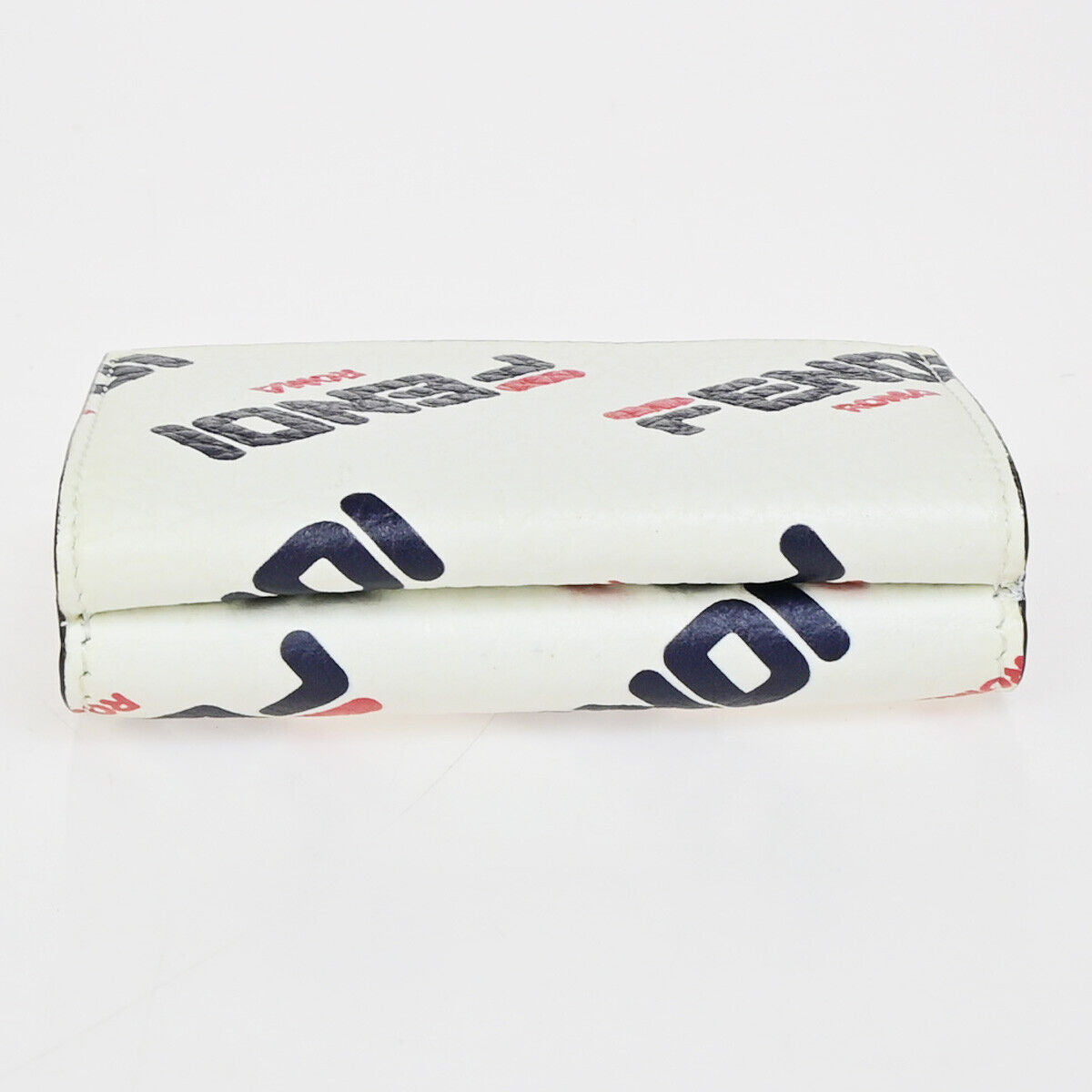 FENDI ✕ FILA Trifold Compact Wallet Leather White Blue Red Italy 33EB562