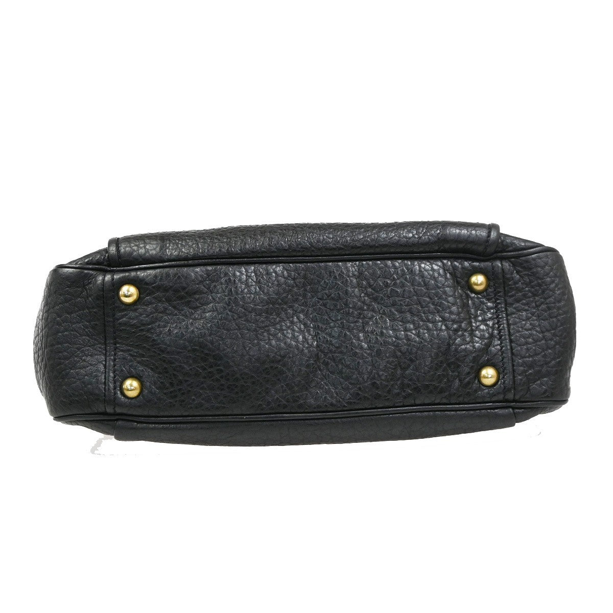 PRADA Logo Shoulder Hand Bag Leather Black GHW Italy 79MA689