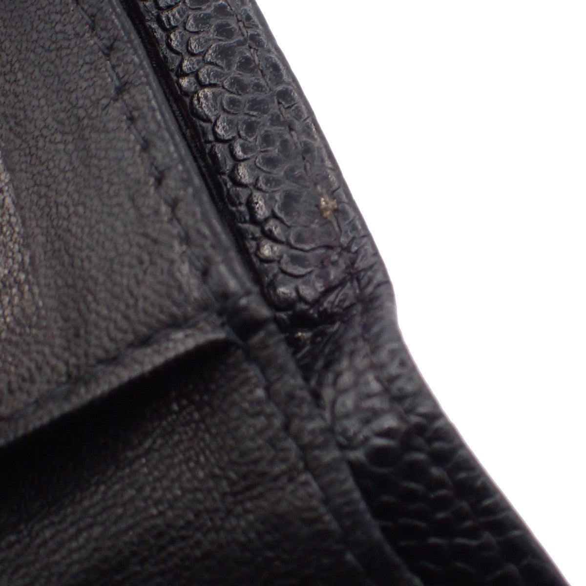 CHANEL CC Logo Long Bifold Wallet Purse Grained Calfskin Leather Black 30KC576