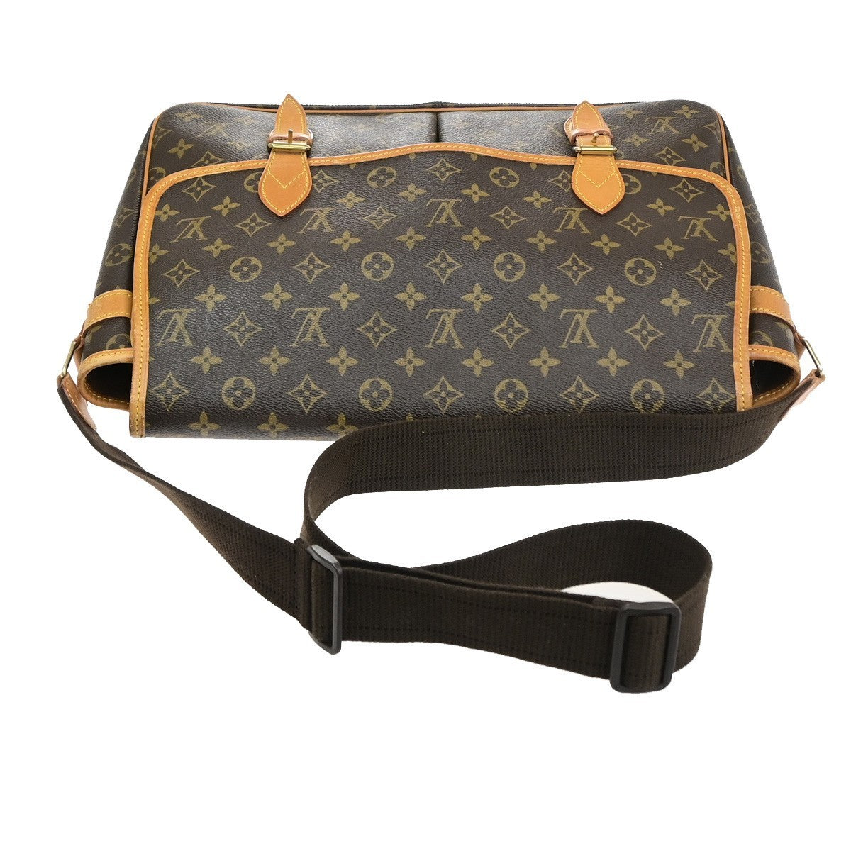 LOUIS VUITTON Gibeciere GM Shoulder Bag Monogram Leather Brown M42249 76YJ224