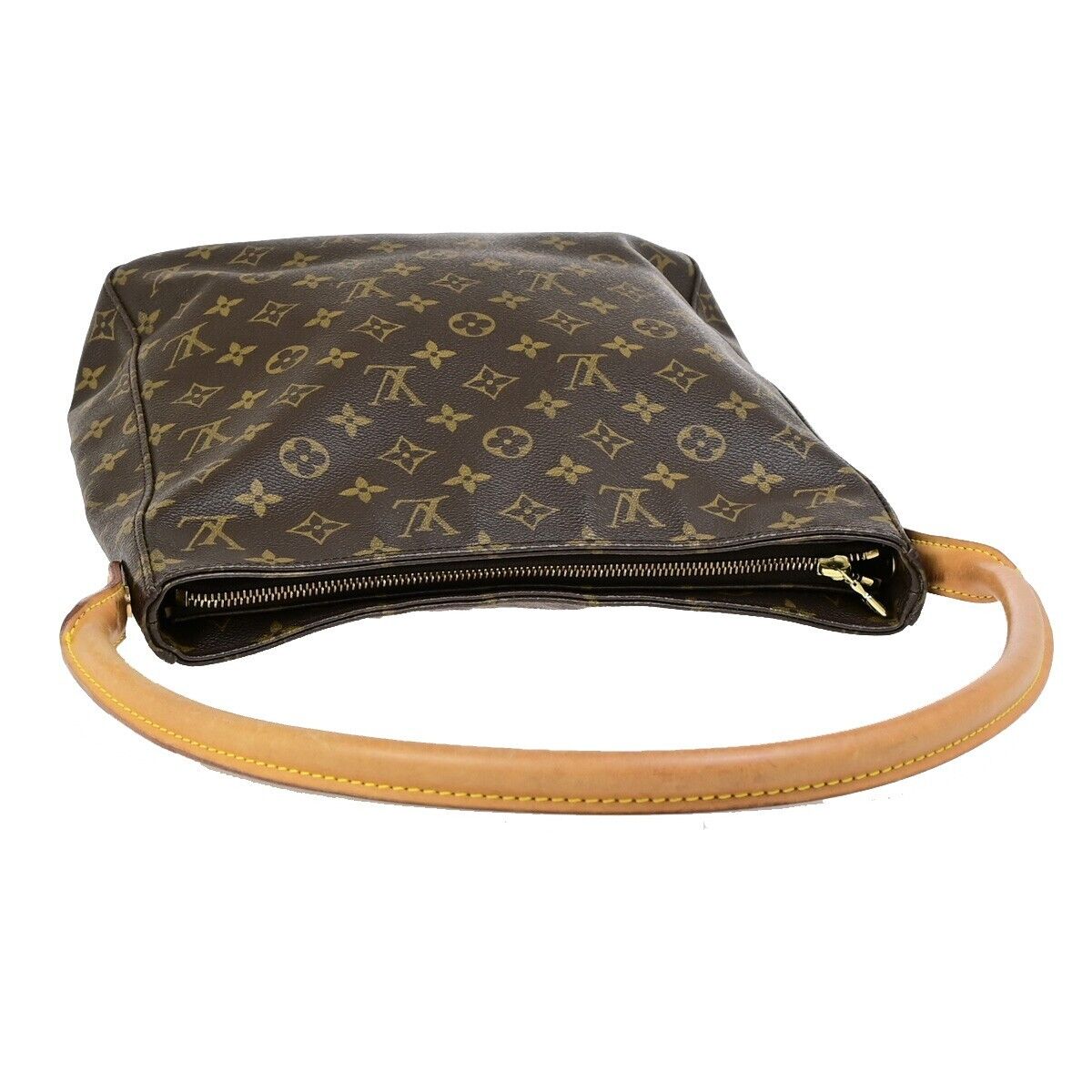 LOUIS VUITTON Logo Looping GM Shoulder Bag Monogram Leather Brown M51145 89ED212