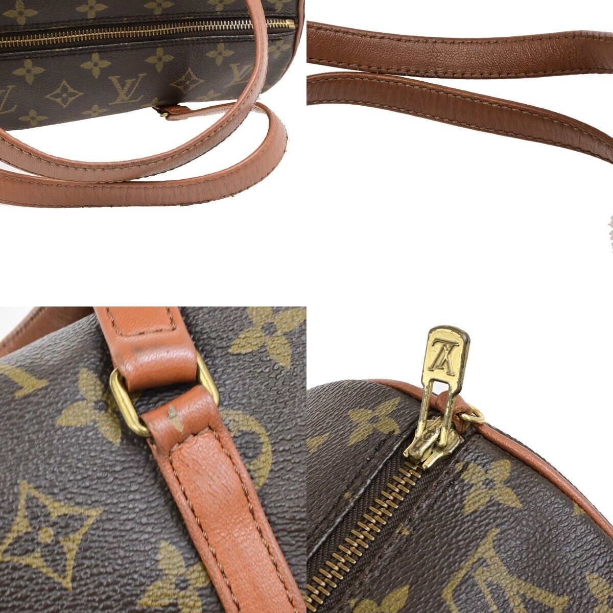 LOUIS VUITTON Logo PAPILLON 30 Hand Bag Monogram Leather Brown M51365 64ED931